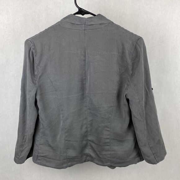 41 Hawthorn Gray Jacket Small Rolled Snap Sleeves Dot Contrast Draped Collar - Picture 4 of 8